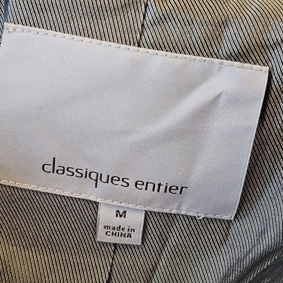 Classiques Entier Medium Gray Textured‎ Stripe Blazer Big Buttons 3/4 Sleeve - Picture 8 of 11